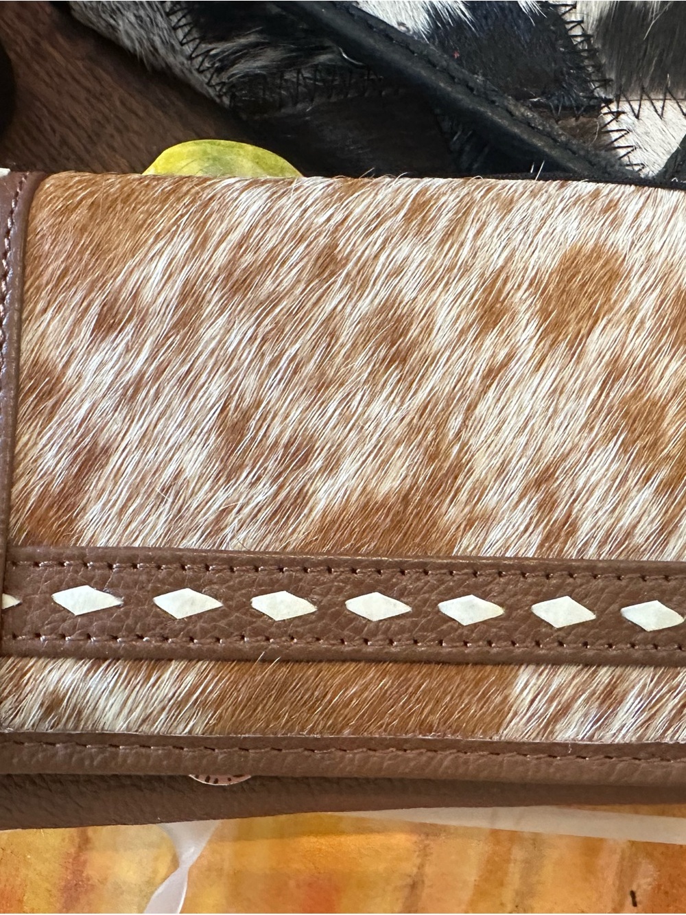 Brown Haircalf Leather Women's Clutch